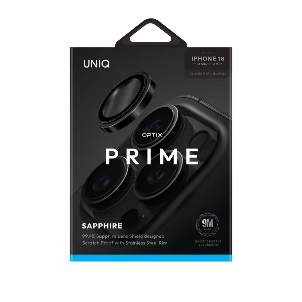 Uniq Optix Çelik Çerçeveli Sapphire Kamera Lens Koruyucu - Siyah