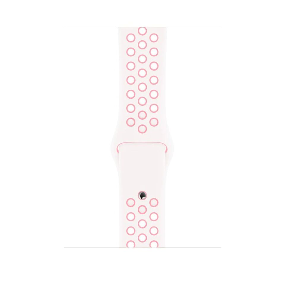 Apple Watch Uyumlu Nike Spor Loop Delikli Kordon Beyaz Pembe