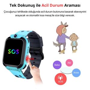 Sim Kartlı BTK Kayıtlı DH8 Akıllı Çocuk Saati Konum-Arama-Kamera Özellikli