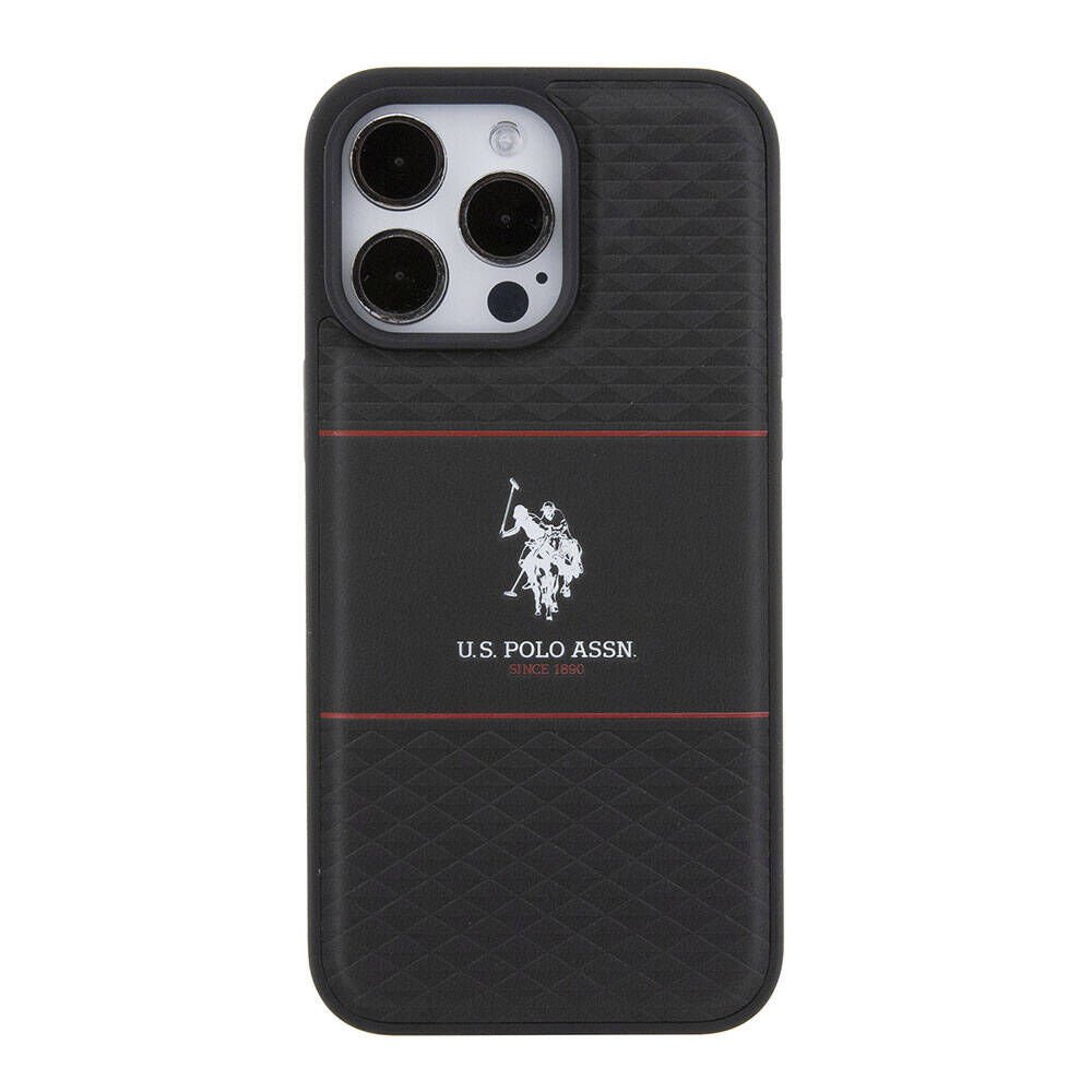 iPhone 15 Pro  Kılıf U.S. Polo Assn. Orjinal Lisanslı Deri Şeritli Logo Dizayn Kapak