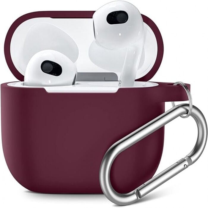 Apple Airpods 3.Nesil Uyumlu Silikon Koruma Kılıfı Bordo