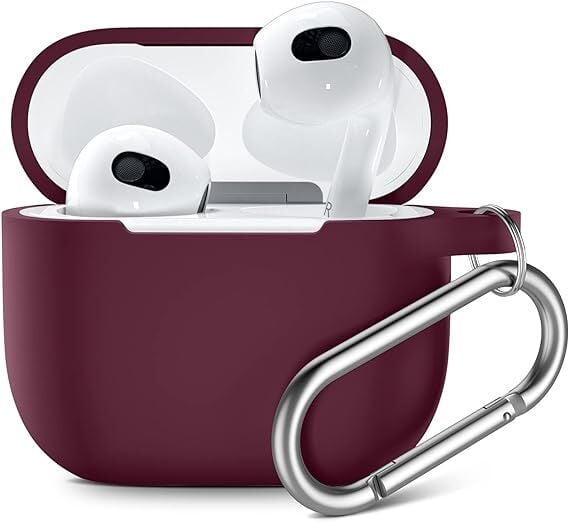 Apple Airpods 3.Nesil Uyumlu Silikon Kılıf İçi Süet Ultra Koruma Kılıfı Bordo