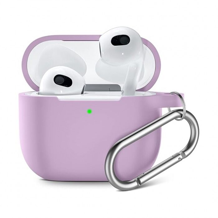 Apple Airpods 3.Nesil Uyumlu Silikon Kılıf İçi Süet Ultra Koruma Kılıfı Lavanta