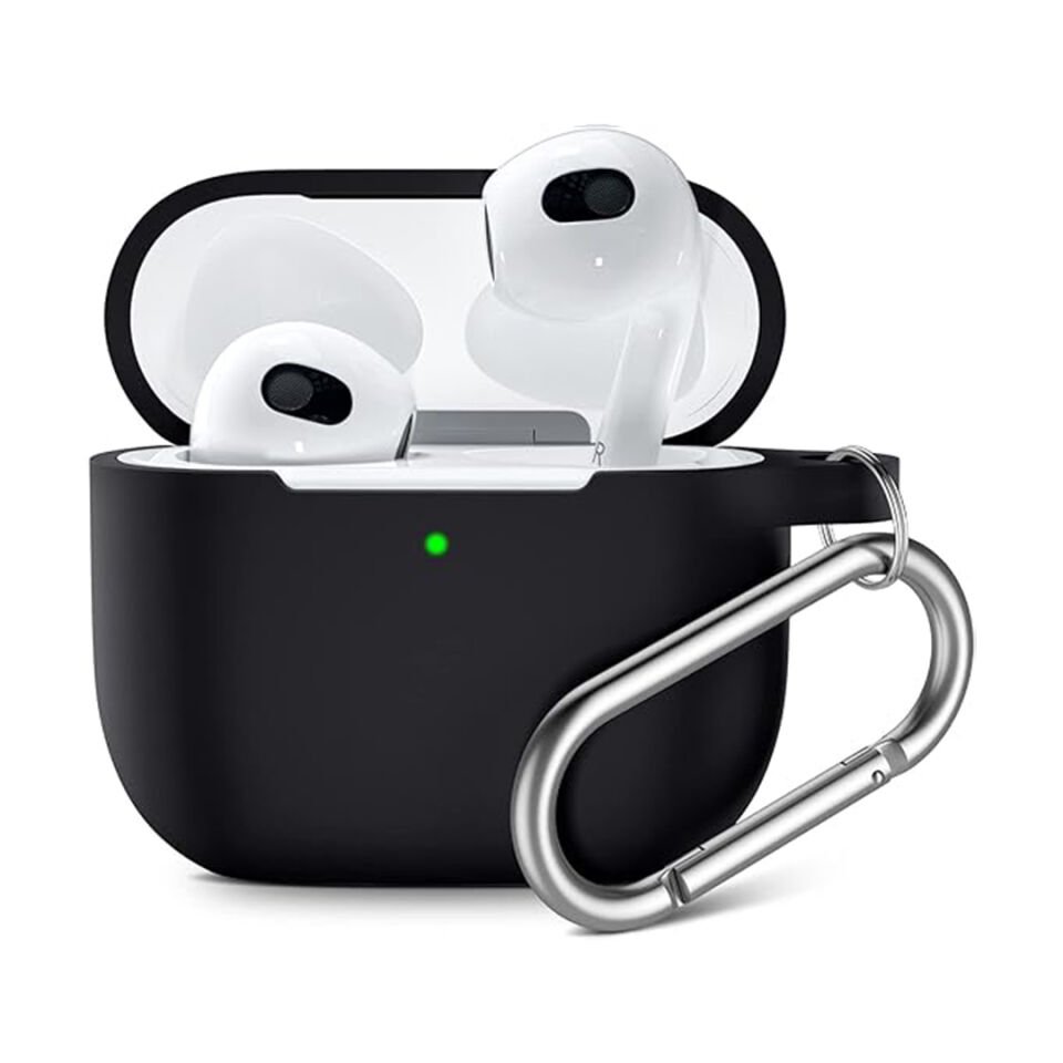 Apple Airpods 3.Nesil Uyumlu Silikon Kılıf İçi Süet Ultra Koruma Kılıfı Siyah