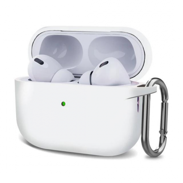 Apple Airpods Pro - Pro 2 Uyumlu Silikon Kılıf İçi Süet Ultra Koruma Kılıfı Beyaz