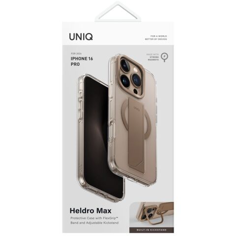 Uniq iPhone 16 Pro Heldro Max Magsafe Standlı Kapak gold