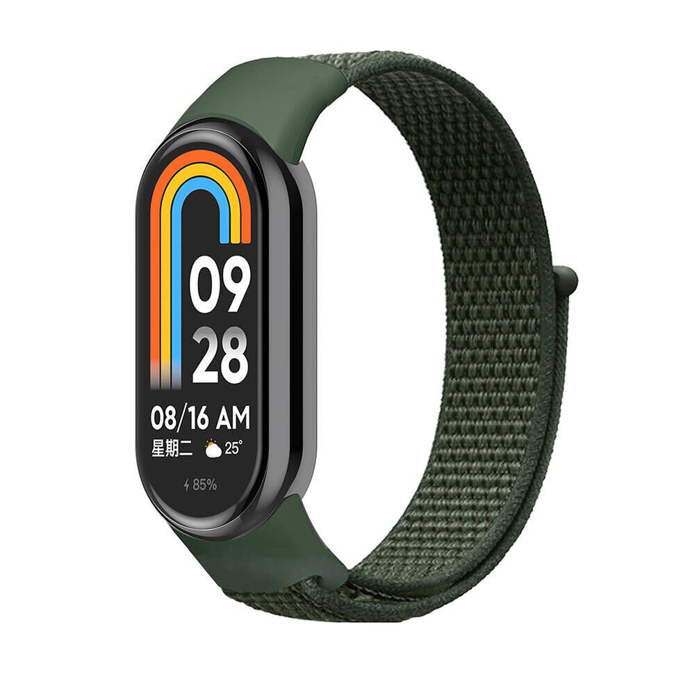 Xiaomi Mi Band 8 - 9 Uyumlu Cırtcırtlı Kumaş Kordon Yeşil