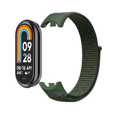 Xiaomi Mi Band 8 - 9 Uyumlu Cırtcırtlı Kumaş Kordon Yeşil