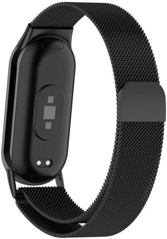 Xiaomi Mi Band 8 - 9 Uyumlu Metal Hasır Kordon Siyah