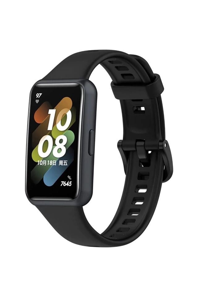 Huawei Band 7 Uyumlu Spor Slikon Kordon Siyah