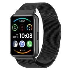 Huawei Fit 2 Uyumlu Çelik Hasır Kordon Siyah