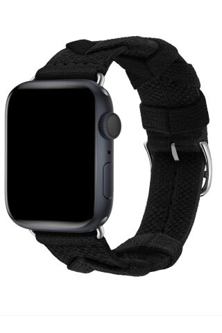 Apple Watch Uyumlu Sarmal Örgü Tasarımlı Kordon Koyu Siyah