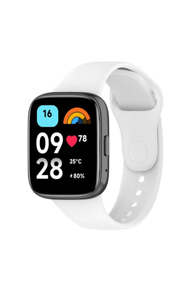 Redmi Watch 3 Active Uyumlu Silikon Kordon Beyaz