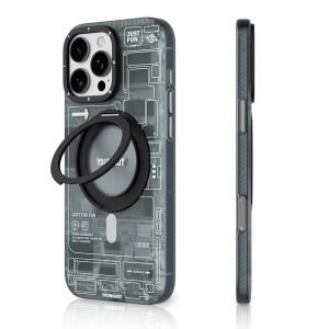 Apple iPhone 16 Pro Max Kılıf Magsafe Şarj Özellikli Youngkit 360° Standlı Technology Serisi Kapak