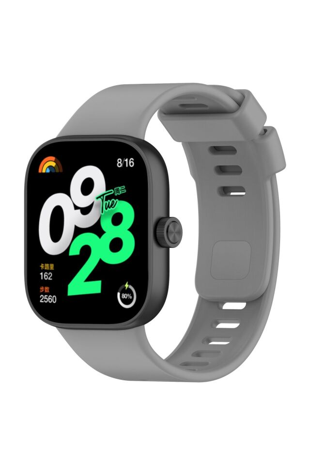 Xiaomi Mi Band 8 Pro - Red mi Watch 4 Uyumlu Spor Slikon Kordon Gri