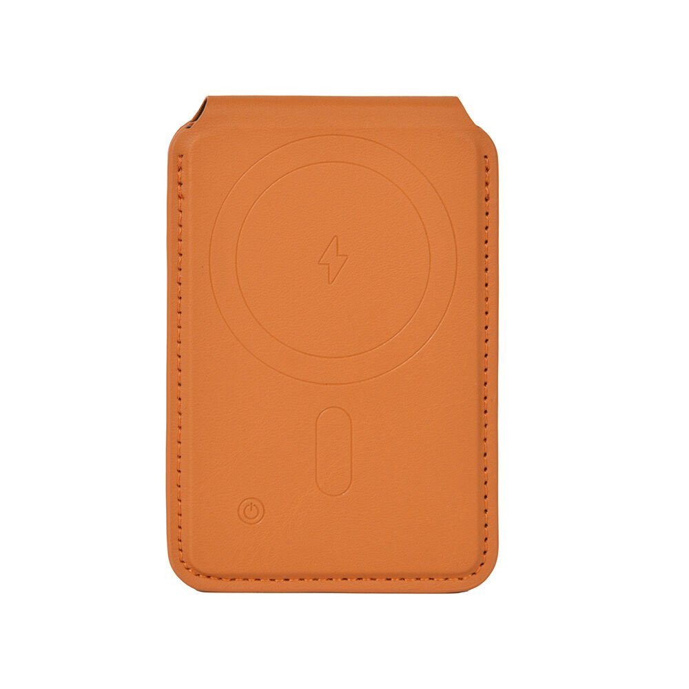 Wiwu MW-005 Magnetik Standlı Kartlık Qi Kablosuz Şarj Uyumlu FindMy Özellikli Mag Wallet Kahverengi