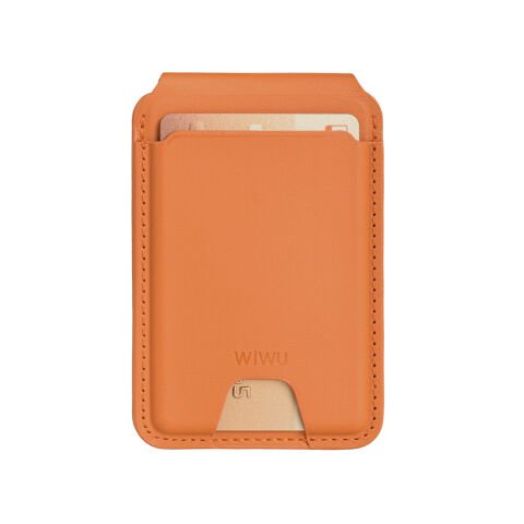 Wiwu MW-005 Magnetik Standlı Kartlık Qi Kablosuz Şarj Uyumlu FindMy Özellikli Mag Wallet Kahverengi