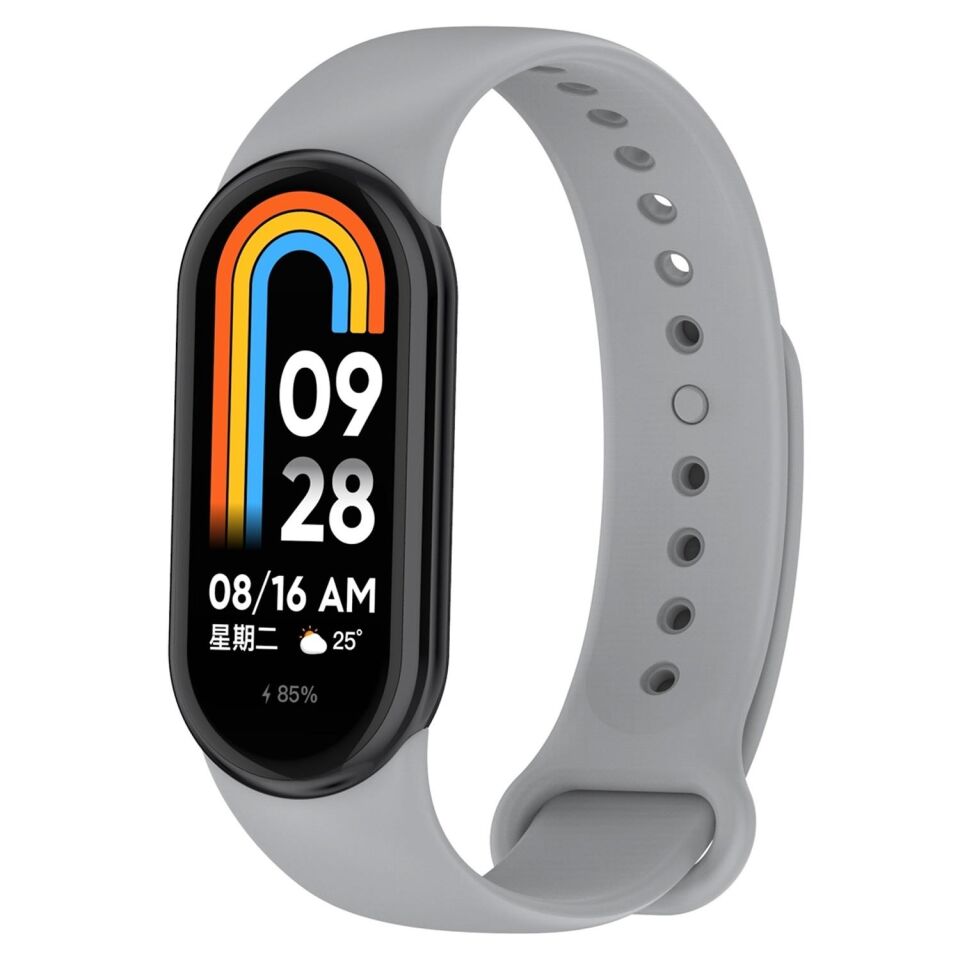 Xiaomi Mi Band 8 Uyumlu Spor Slikon Kordon Gri