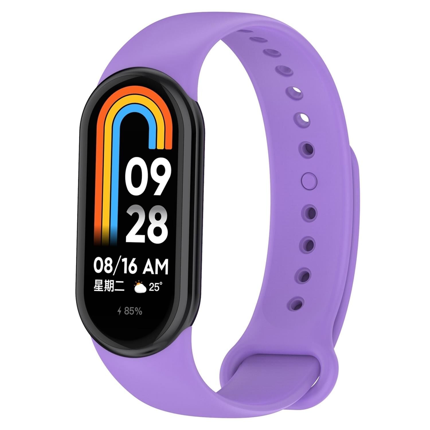 Xiaomi Mi Band 8 Uyumlu Spor Slikon Kordon Lila