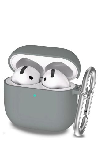 Apple Airpods 4. Nesil Uyumlu Silikon Kılıf İçi Süet Ultra Koruma Kılıfı Gri