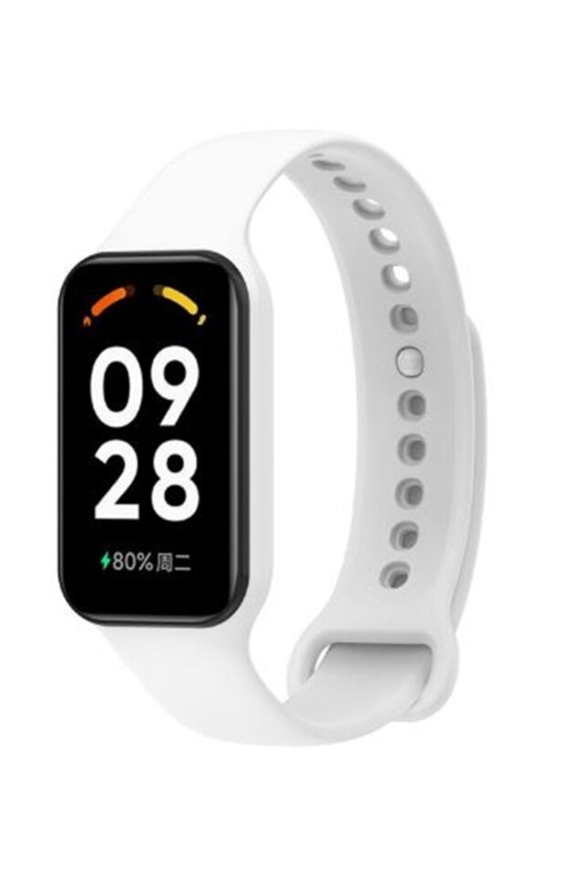 Xiaomi Smart Band 8 Active - Redmi Band 2 Uyumlu Spor Slikon Kordon Beyaz